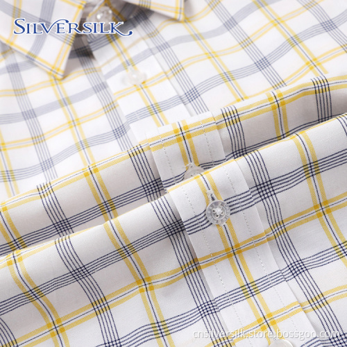 Custom Yellow Checks Poly Cotton TC Breathable Shirts